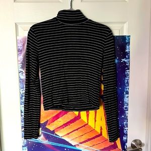 Zara Turtleneck Black With White Pinstripe